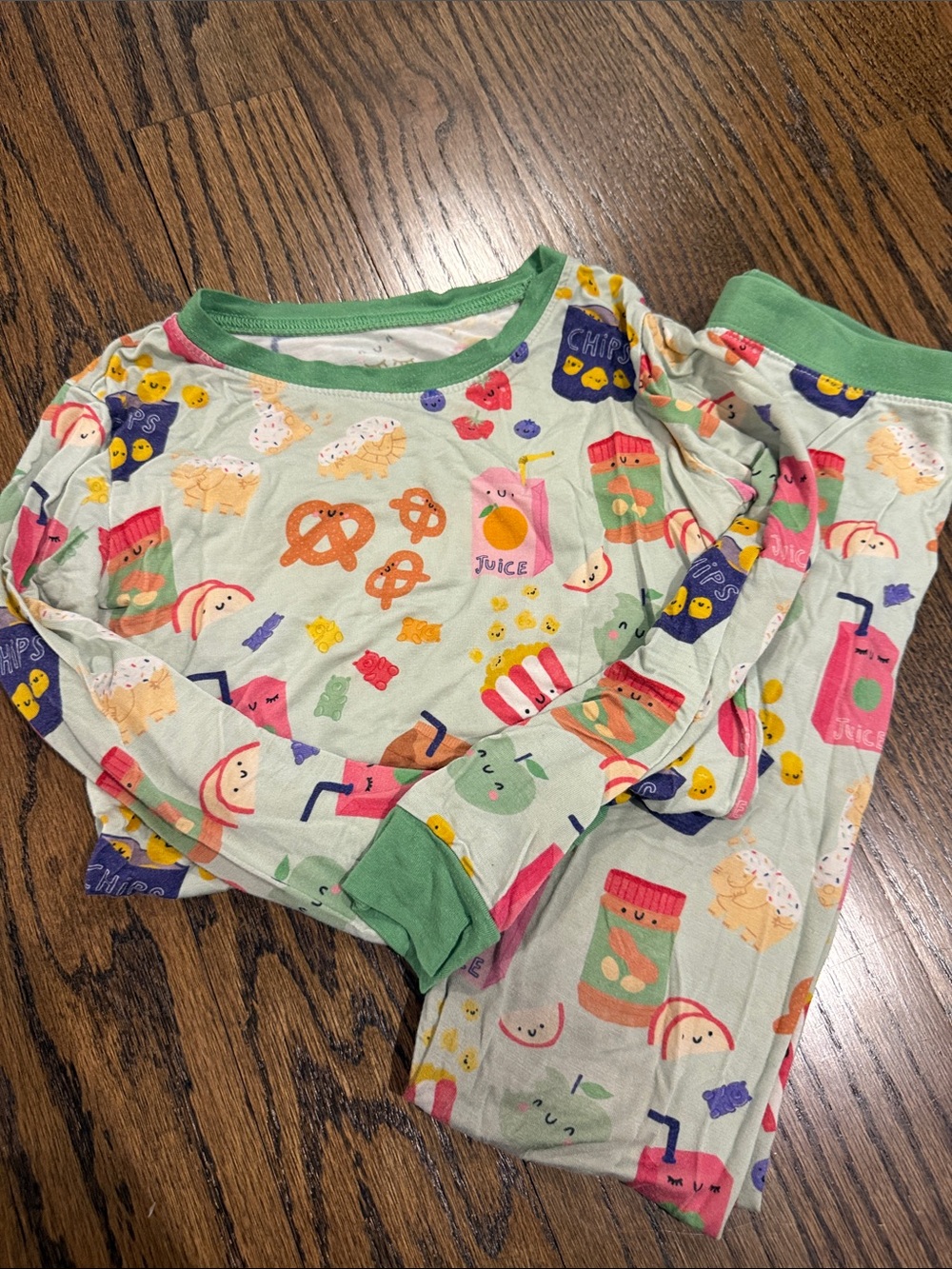 Little Sleepies Mint Green Snack & Juice Print Pajama Set